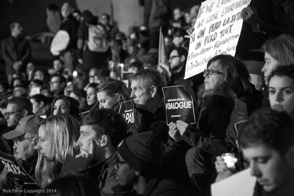 "Je Suis Charlie' Silent Vigil on the steps of the Vancouver Art Gallery Jan 7 2014